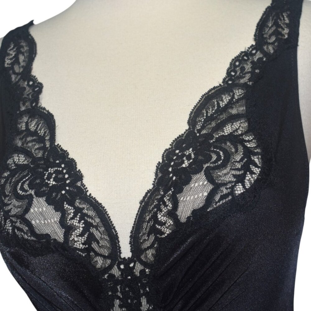 Vintage Olga Nightgown Stretch Top Lace Silky Nylon Sweep XL - Picture 4 of 9